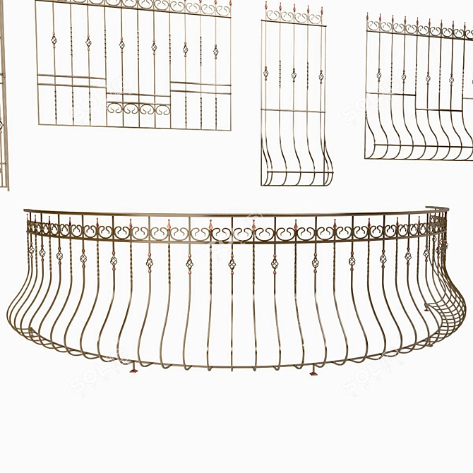Versatile Balcony Fencing & Window Grilles 3D model image 4