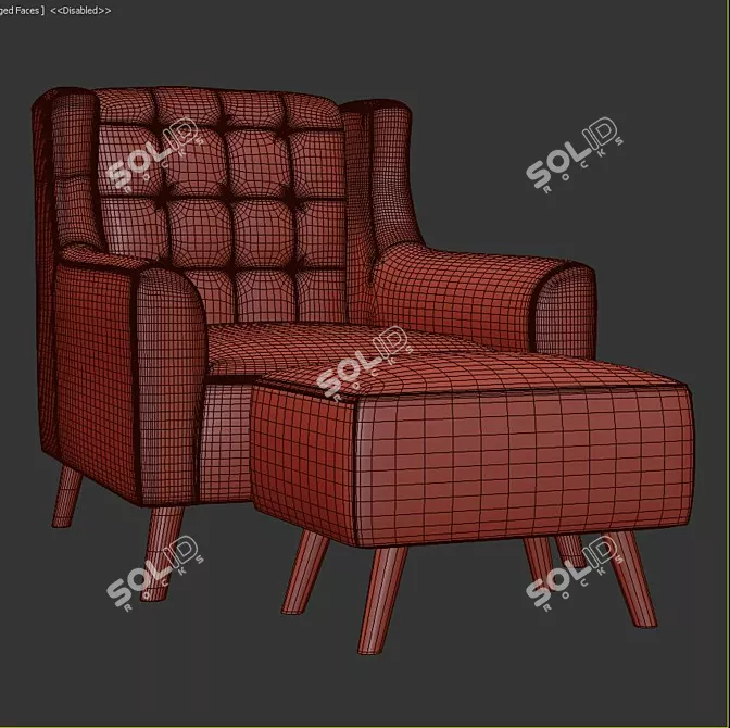 Classic Comfort: Olney Wingback Chair 3D model image 3