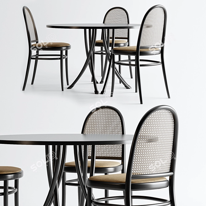 Thonet Vienna - Elegant Table & Chairs 3D model image 17