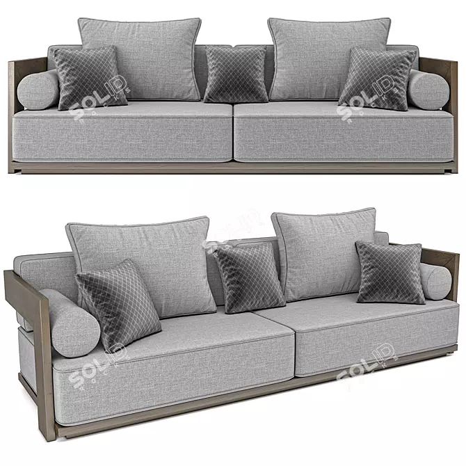 Max 2012 Modern Grey Sofa 3D model image 1
