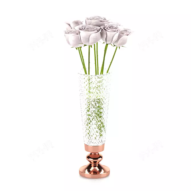 Elegant Snow Queen Rose Vase 3D model image 1