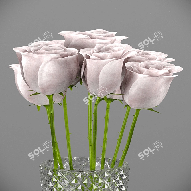 Elegant Snow Queen Rose Vase 3D model image 5
