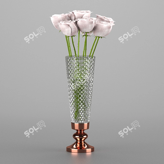 Elegant Snow Queen Rose Vase 3D model image 7