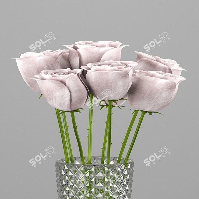 Elegant Snow Queen Rose Vase 3D model image 8