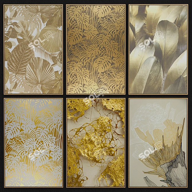 Luxury Gold Texture Frames 3D model image 1