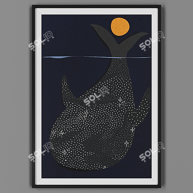 Title: Classic Black Framed Art Piece 3D model image 1