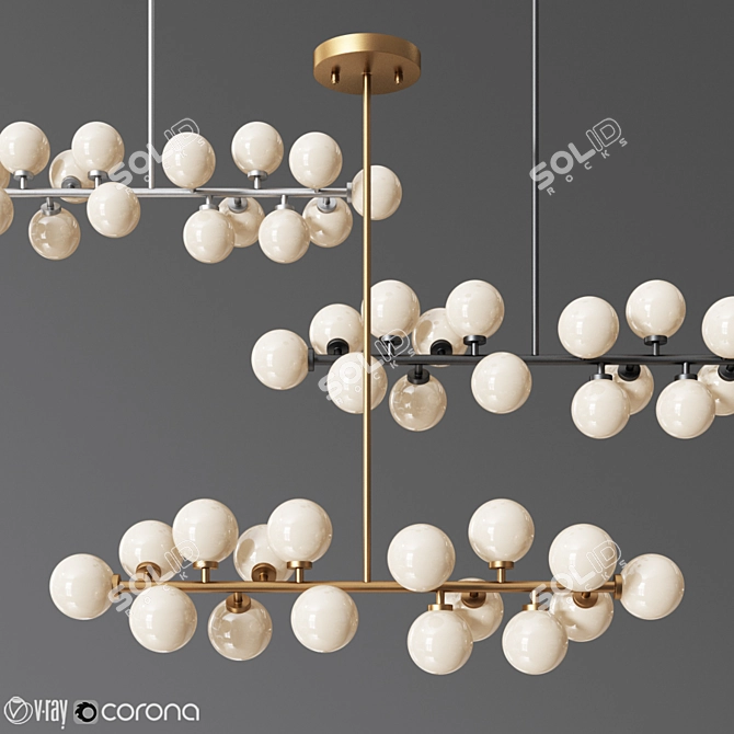 Vintage Glass Ball Pendant Light 3D model image 1