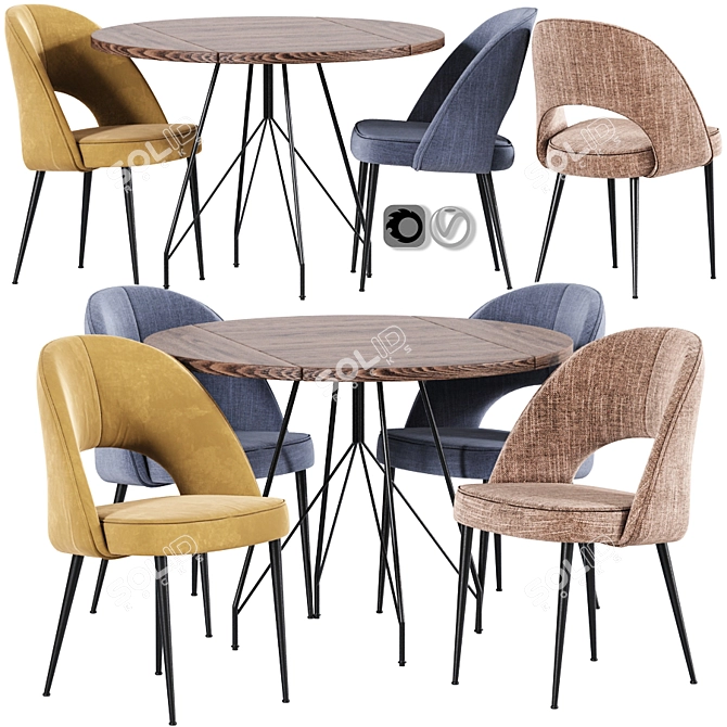 Modern Saarinen Dining Set 3D model image 1