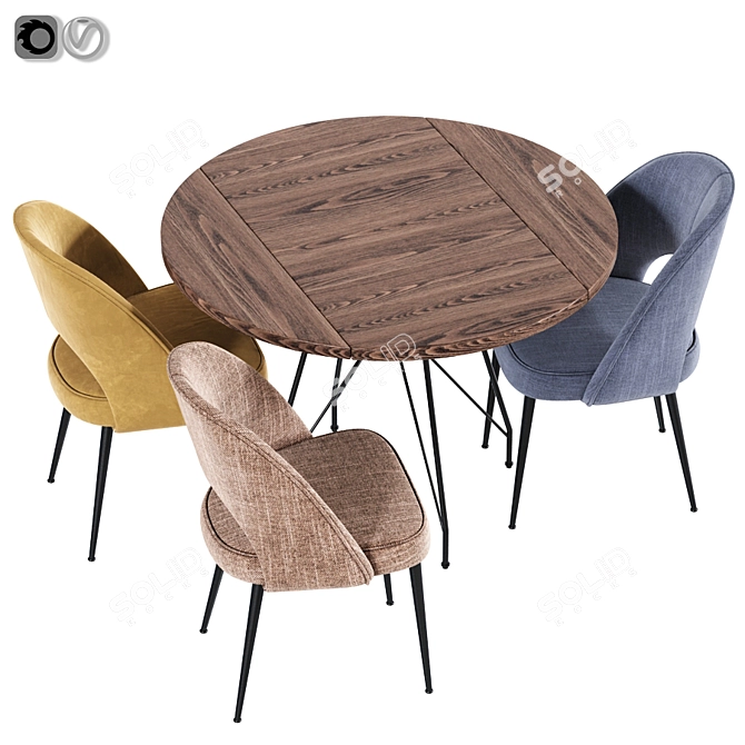 Modern Saarinen Dining Set 3D model image 2