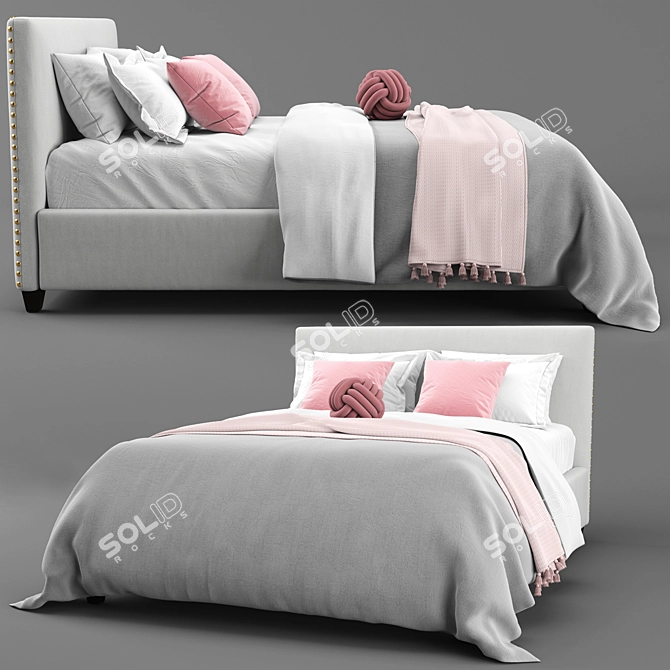 Elegant Pottery Barn Raleigh Bed 3D model image 2