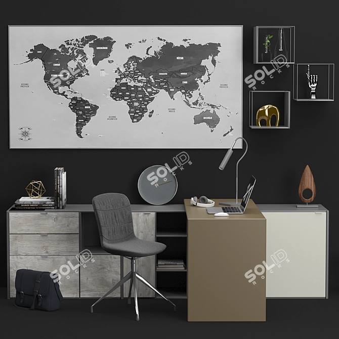 Sleek Office Set: Copenhagen Desk, Adelaide Chair 3D model image 1