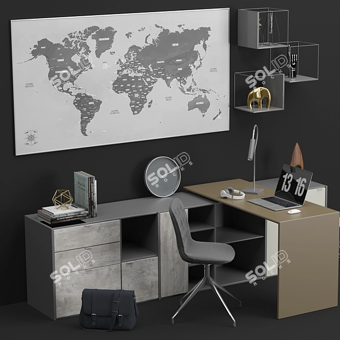 Sleek Office Set: Copenhagen Desk, Adelaide Chair 3D model image 2