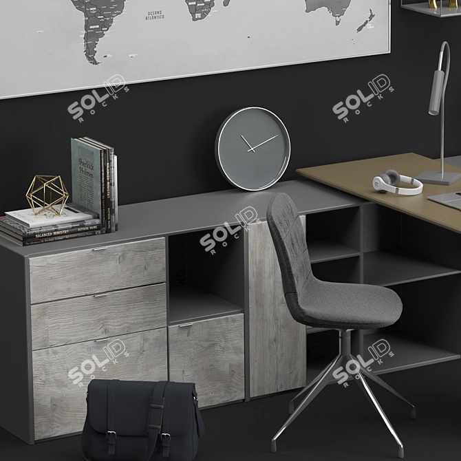 Sleek Office Set: Copenhagen Desk, Adelaide Chair 3D model image 4