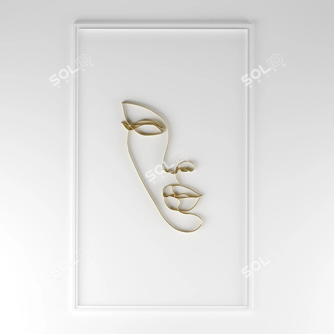 Metal Wall Panel Woman Face 3D model image 1