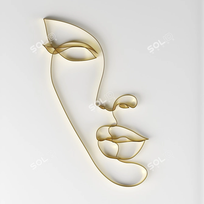 Metal Wall Panel Woman Face 3D model image 2