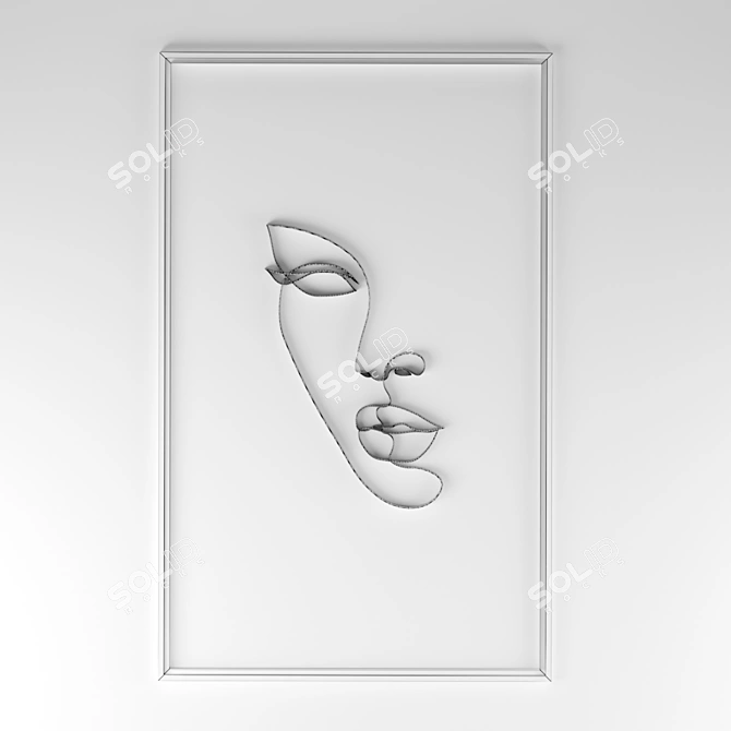 Metal Wall Panel Woman Face 3D model image 3