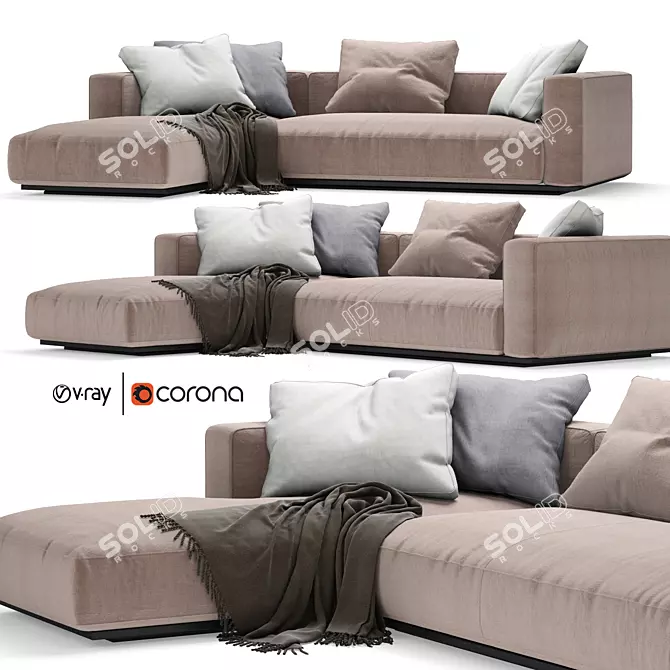 Stunning Grandemare Sofa: 270x205cm 3D model image 1