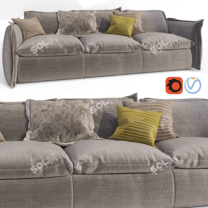 Italian Knit Sofa: Modern, Luxurious & Stylish 3D model image 3