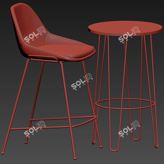 Sleek Hairpin Bar Set: Round Table & Nixon Stool 3D model image 4