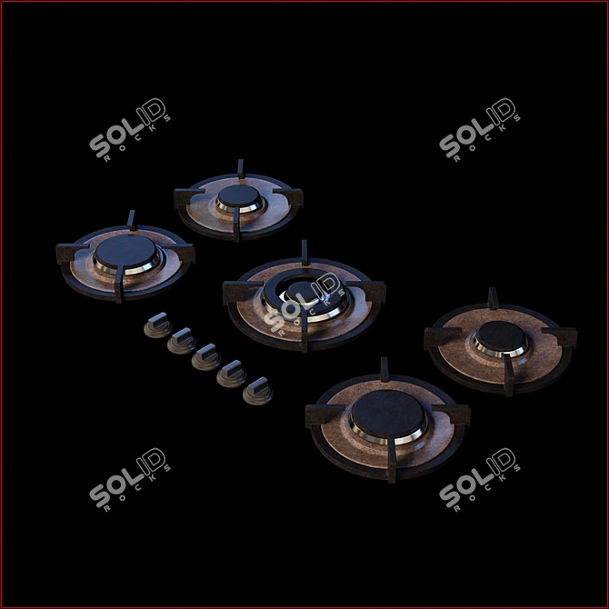 Reginox Pitt Elbrus: Integrated Gas Cooktop 3D model image 1