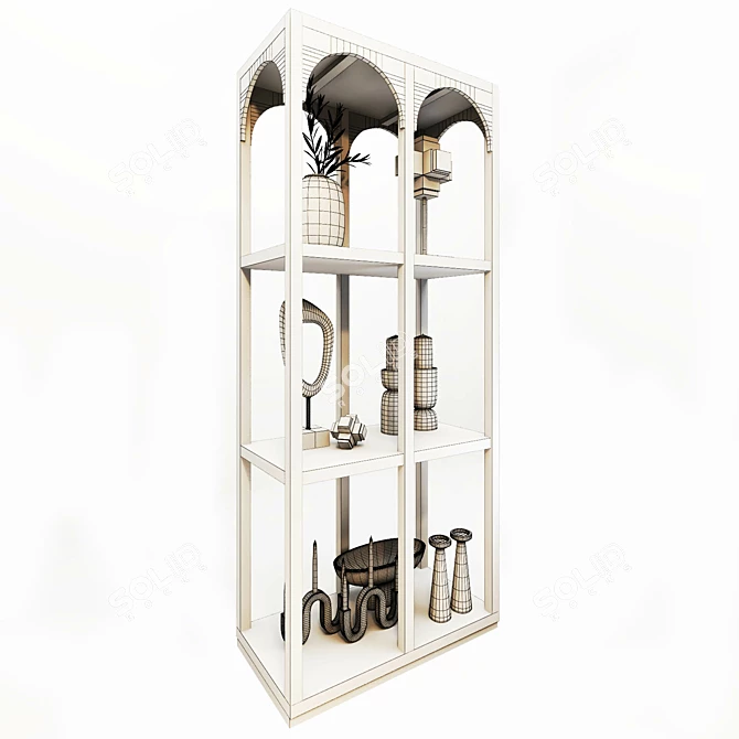 Elegant Arched Shelf with Décor 3D model image 3