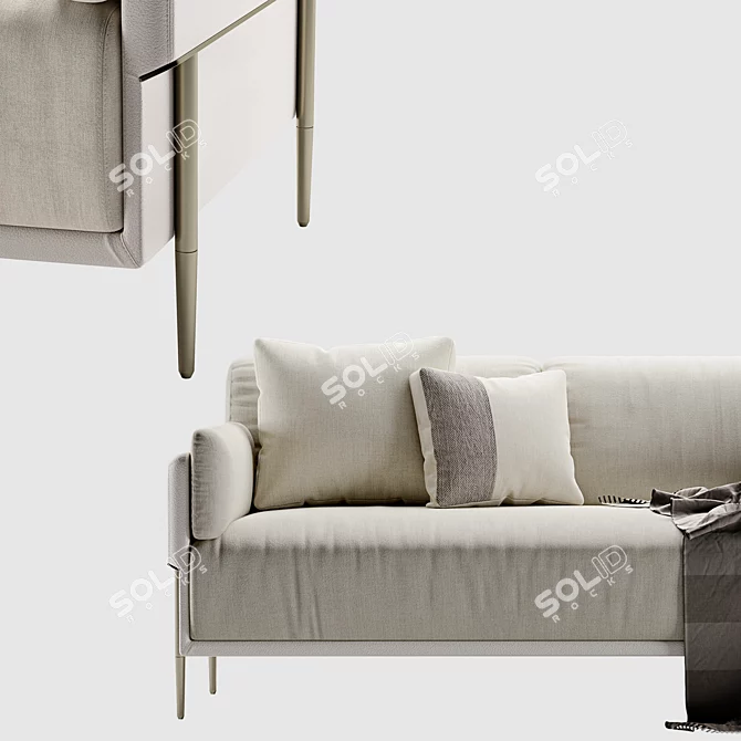 Modern 3-Seater Grey Sofa 3D model image 2