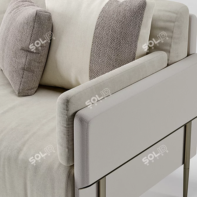 Modern 3-Seater Grey Sofa 3D model image 3