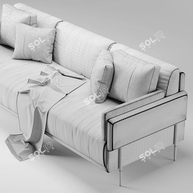 Modern 3-Seater Grey Sofa 3D model image 4