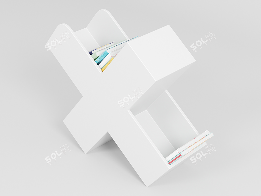 Crate & Barrel White Book Caddy: Stylish and Functional 3D model image 4