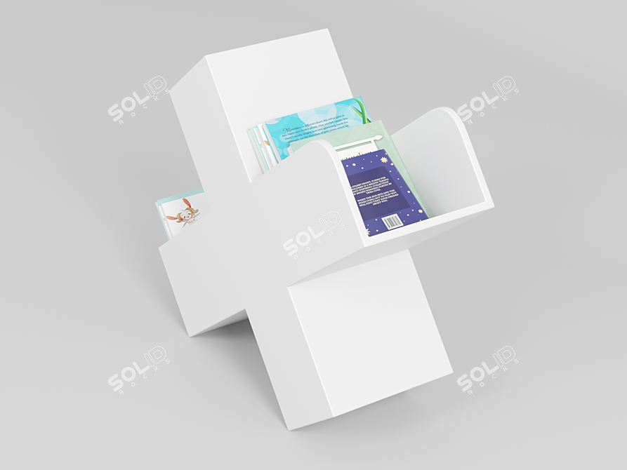 Crate & Barrel White Book Caddy: Stylish and Functional 3D model image 5