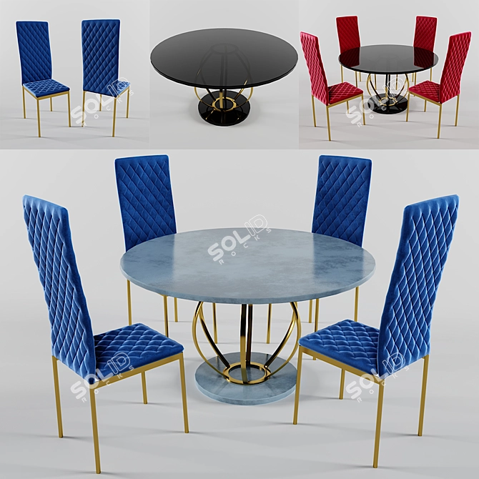 Elegant 6-Seater Dining Table 3D model image 3