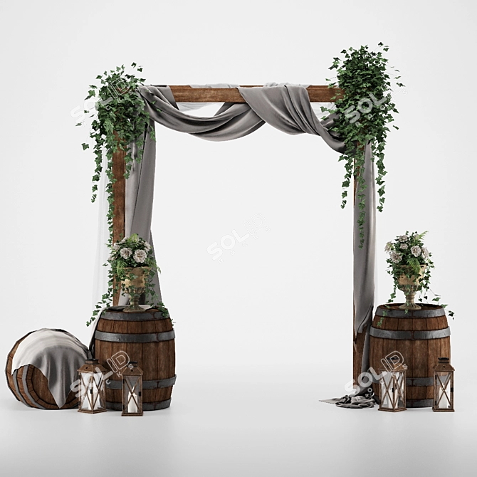 Elegant Floral Wedding Arch 3D model image 1