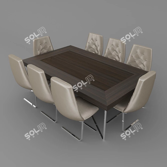 Modern Geometry Dining Table 3D model image 1