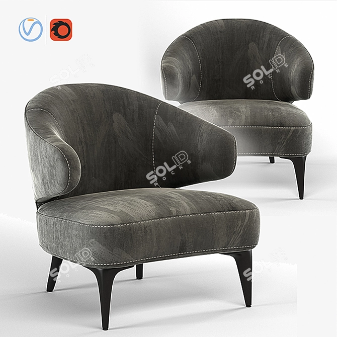 Elegant Aston Arm Chair - Showcasing Amir Sayyadi's Exquisite Design 3D model image 1