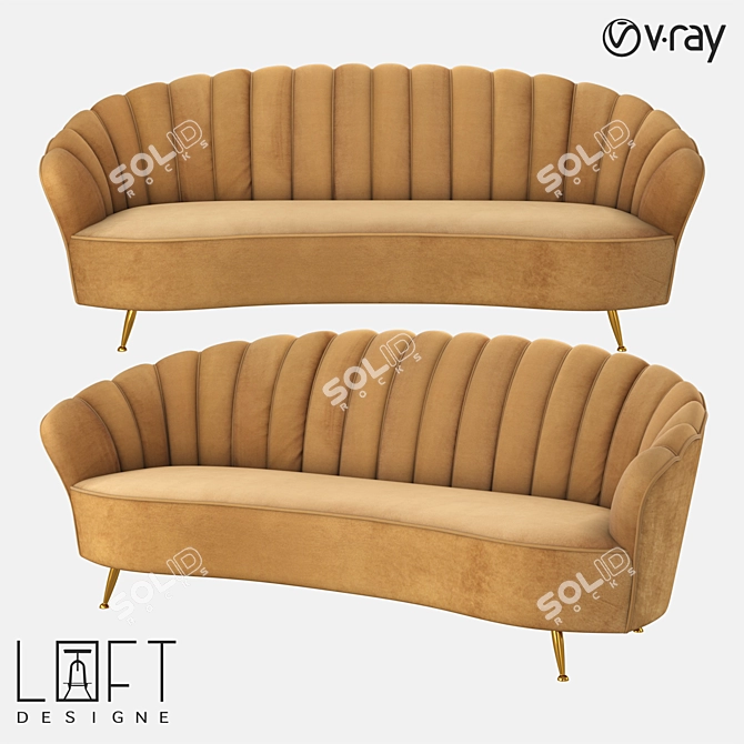 LoftDesigne 30907: Stylish Metal and Fabric Sofa 3D model image 1