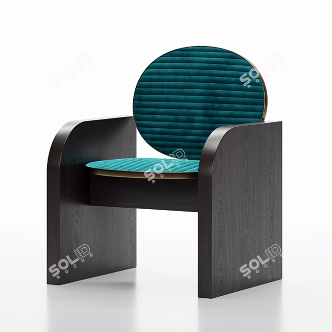 Velvet-Wood Trim Armchair 3D model image 3