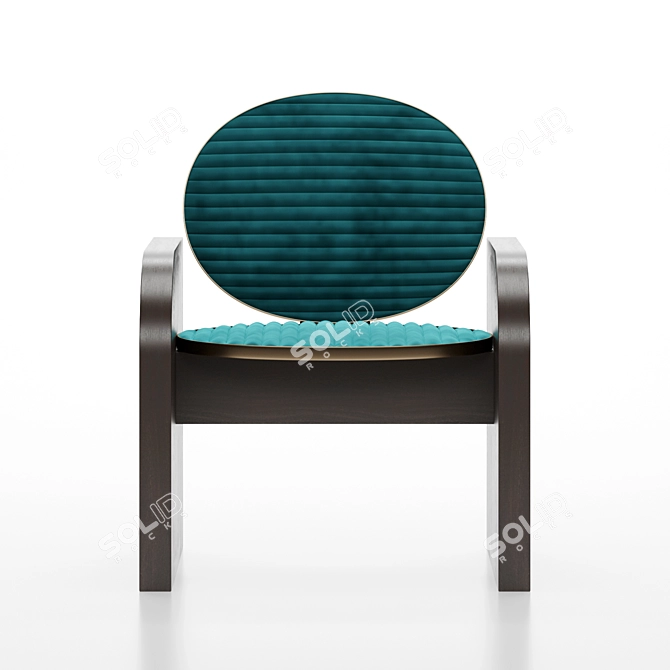 Velvet-Wood Trim Armchair 3D model image 5