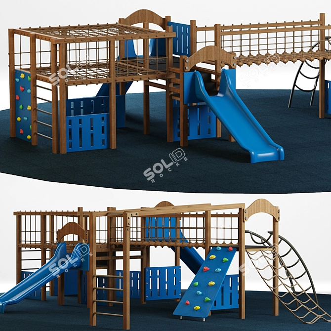 Ultimate Kids Playground Set: Slide & Climbing Fun 3D model image 1