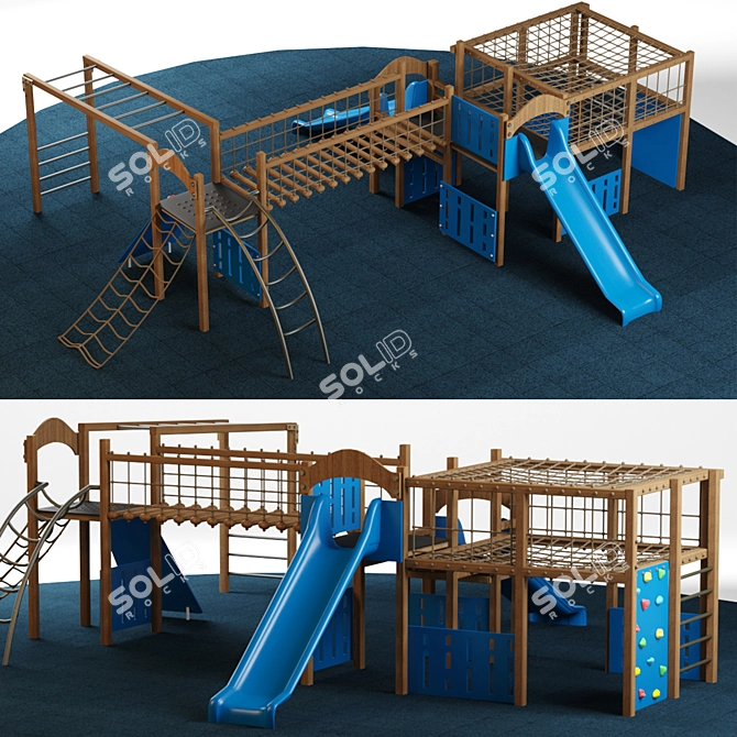 Ultimate Kids Playground Set: Slide & Climbing Fun 3D model image 2