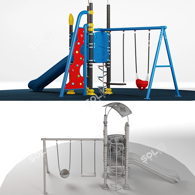 Playful Climbing Fun: Kids Playground Equipment 3D model image 7