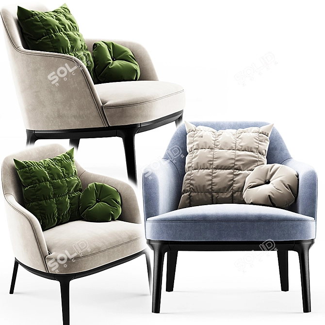 Stylish Poliform Jane Armchair 3D model image 2