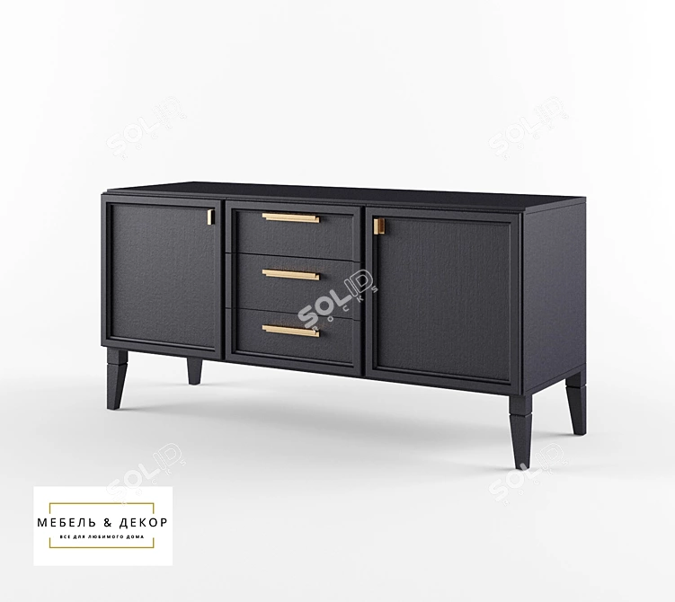 Saffron Buffet with Agate Grey Finish 3D model image 1