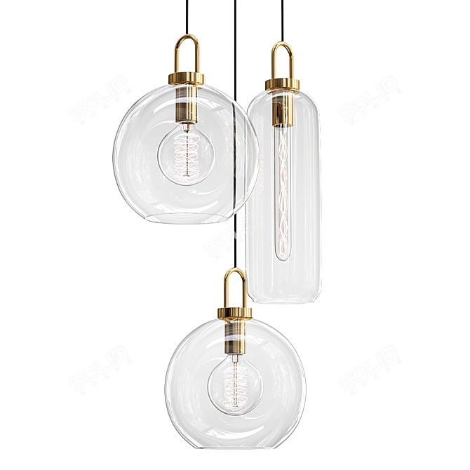 Vintage Glass Jar Pendant Light 3D model image 1