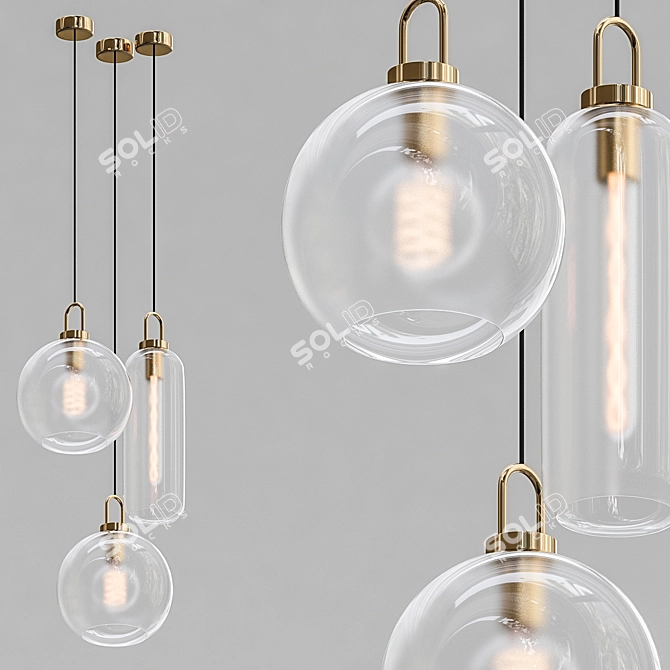 Vintage Glass Jar Pendant Light 3D model image 2