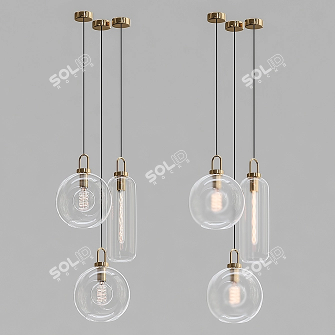 Vintage Glass Jar Pendant Light 3D model image 3