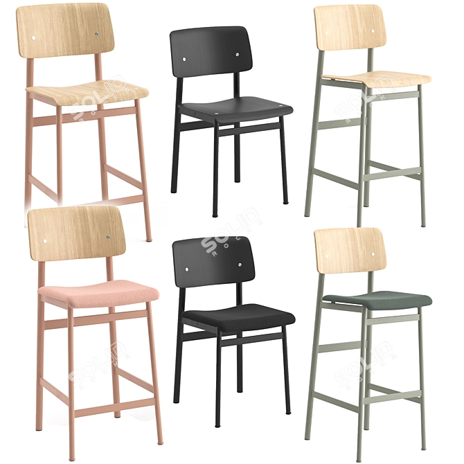 Stylish Loft Chairs by Muuto 3D model image 1