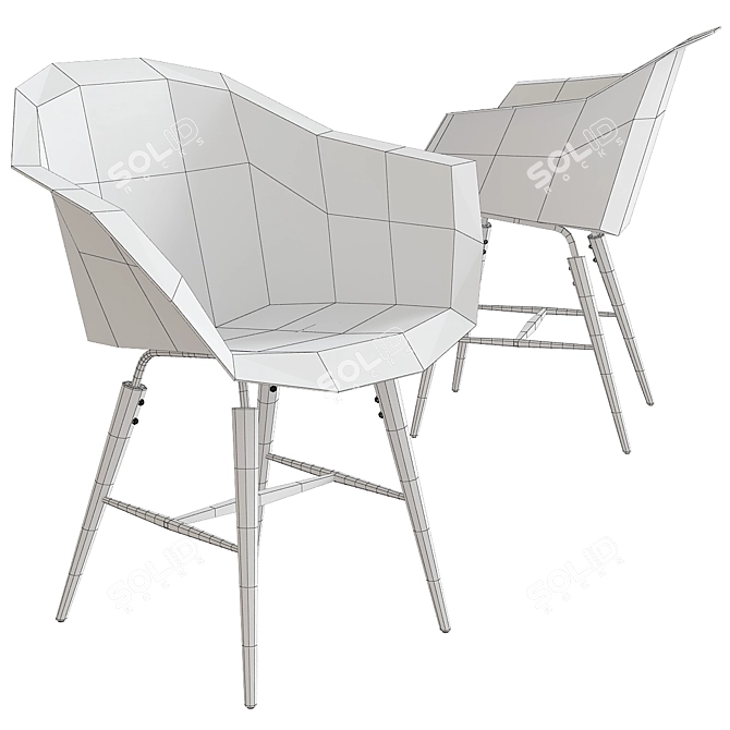 Modern Kare Design Forum Wood Black Chair 3D model image 2