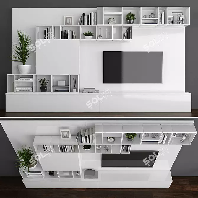 Minimalist TV Stand Set 3D model image 1