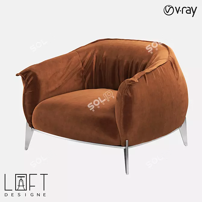 LoftDesign Armchair 2111: Sleek Metal and Fabric Seating 3D model image 1