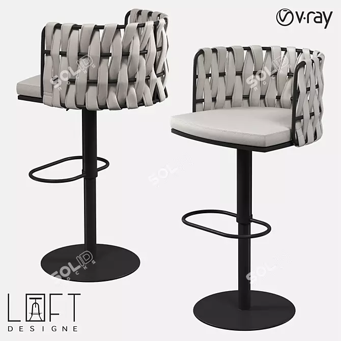 Industrial Style Metal and Faux Leather Bar Stool 3D model image 1